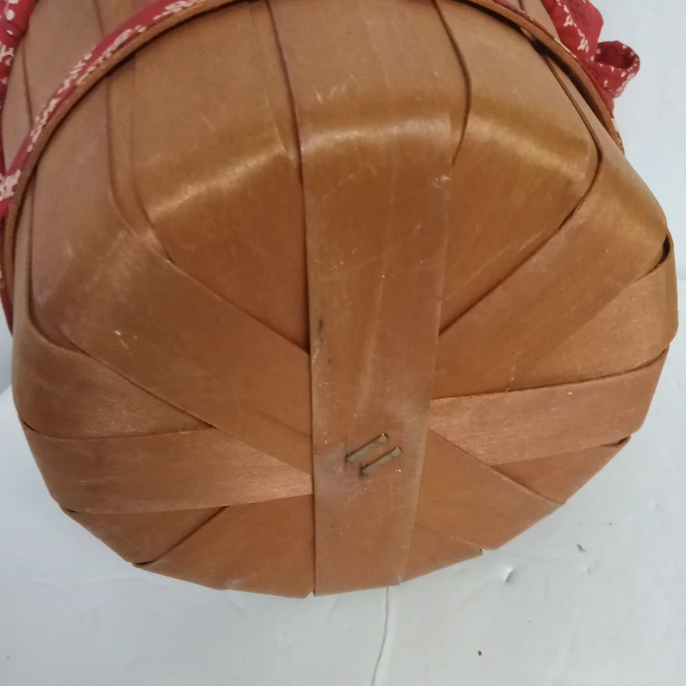 Vintage Sewing Basket  Bandana wrapped Top JC Penny  with Spols of Treads